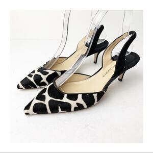 Paul Andrew Animal Print Calf Hair Sling Backs SZ 37